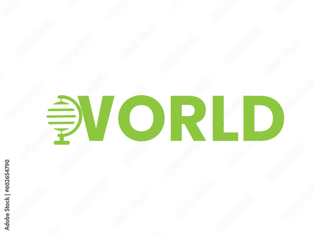 Modern letter logo and World Globe Flat Icon Vector graphic illustration Modern letter logo and World Globe Flat Icon Vector graphic illustration