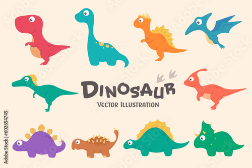 Cute cartoon dinosaur for nursery decoration.