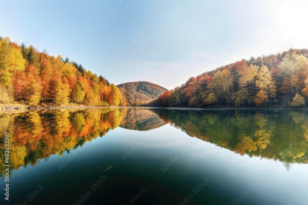Serene Fall Forest Reflection -AI Generated