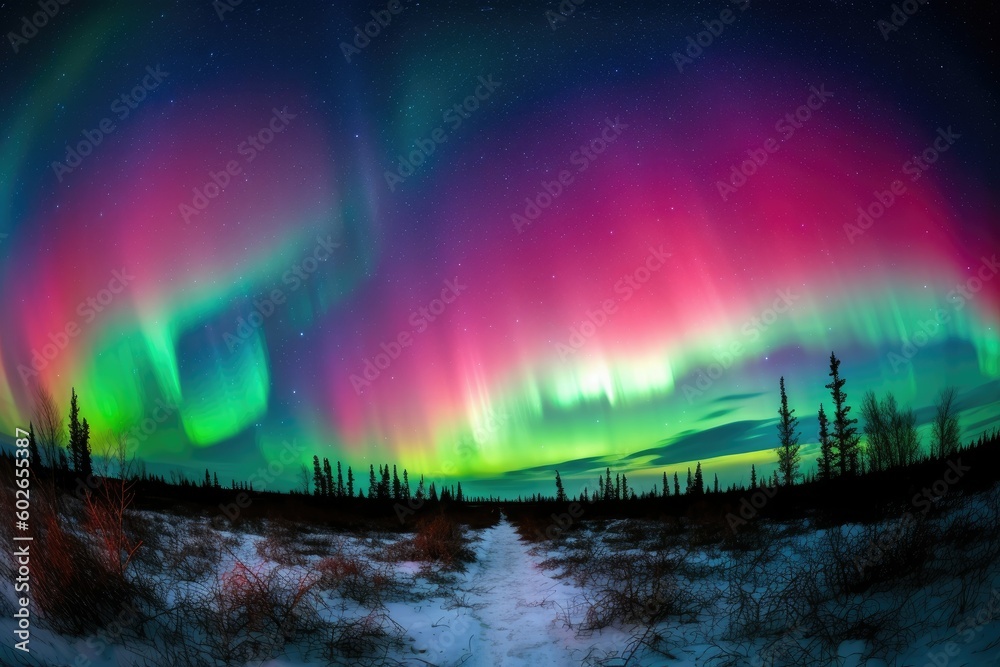 Northern Lights Panoramic View - AI Generated