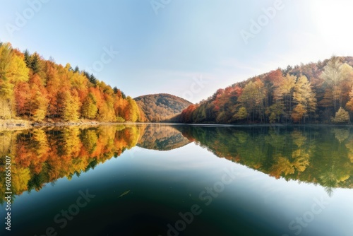 Serene Fall Forest Reflection -AI Generated © dasom