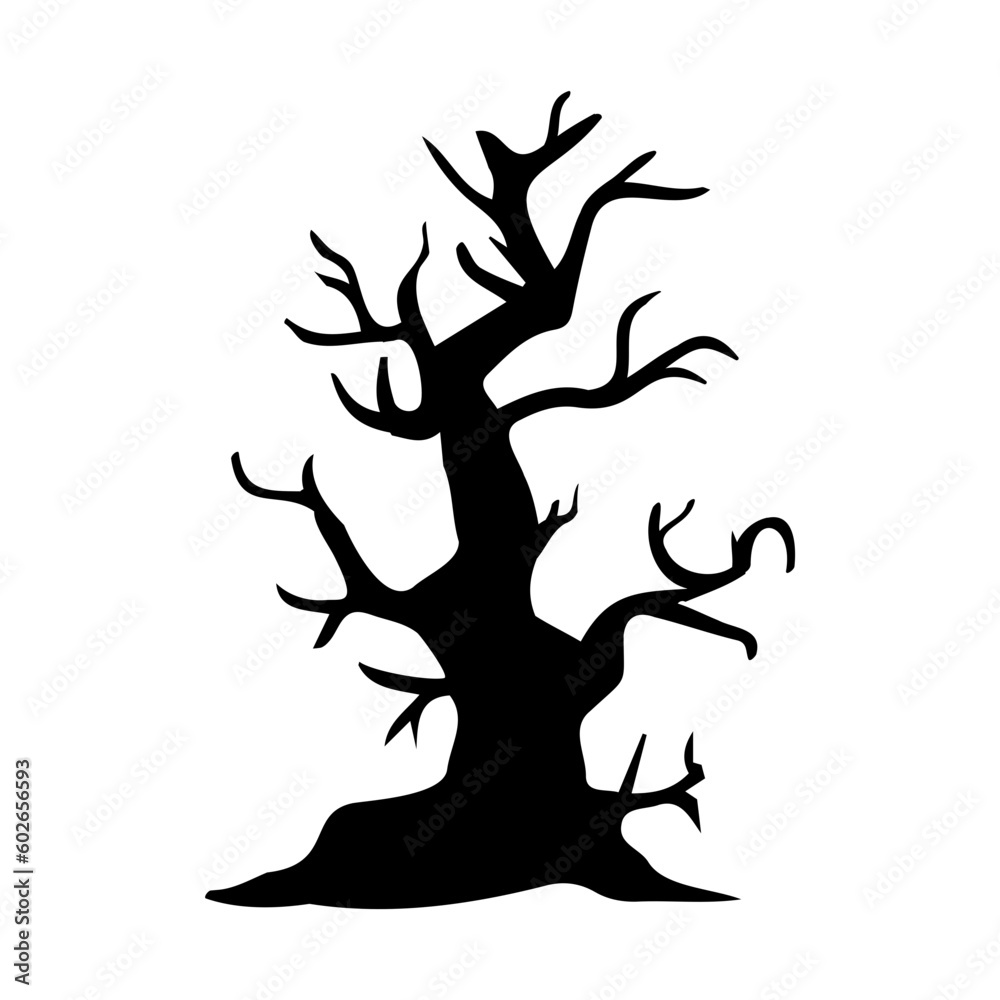 dry tree silhouette Ghost tree with scary devil face for Halloween card decoration dry tree silhouette Ghost tree with scary devil face for Halloween card decoration
