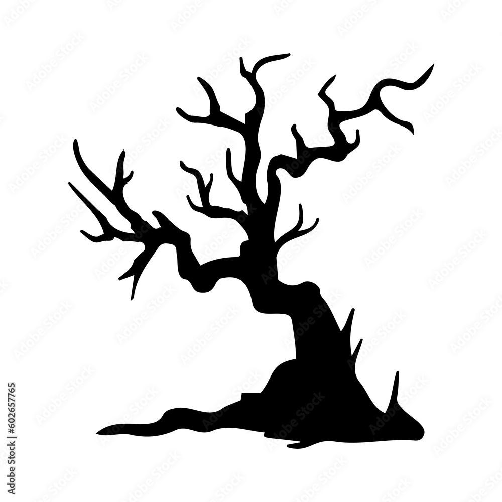 dry tree silhouette Ghost tree with scary devil face for Halloween card decoration dry tree silhouette Ghost tree with scary devil face for Halloween card decoration