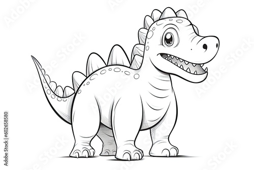Fototapeta Naklejka Na Ścianę i Meble -  Cute cartoon smiling dinosaur isolated on white background. Generative ai.