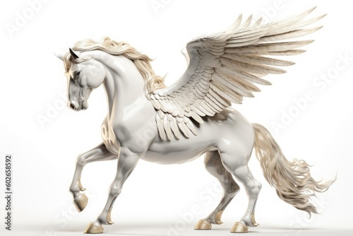 Beautiful mythological Pegasus isolated in a white background. Generative ai.