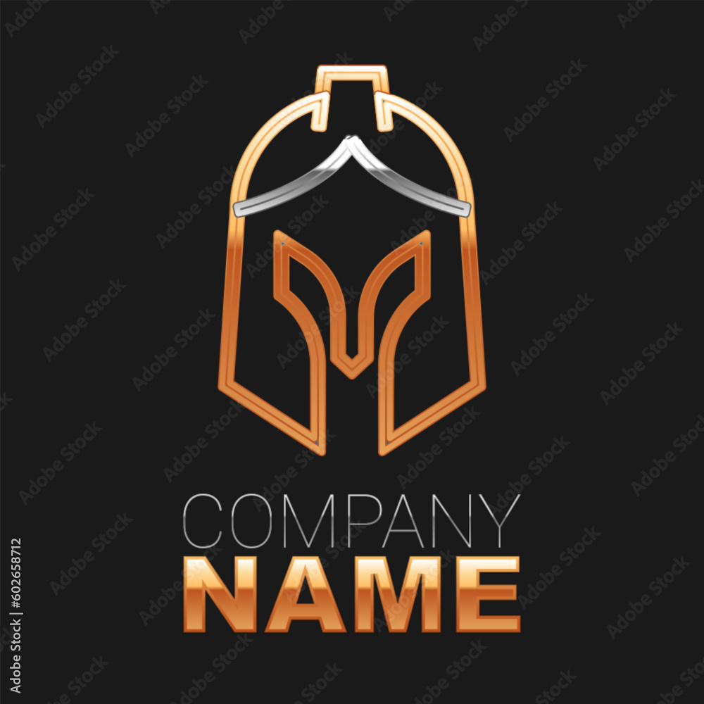 Line Roman army helmet icon isolated on black background. Colorful outline concept. Vector Line Roman army helmet icon isolated on black background. Colorful outline concept. Vector