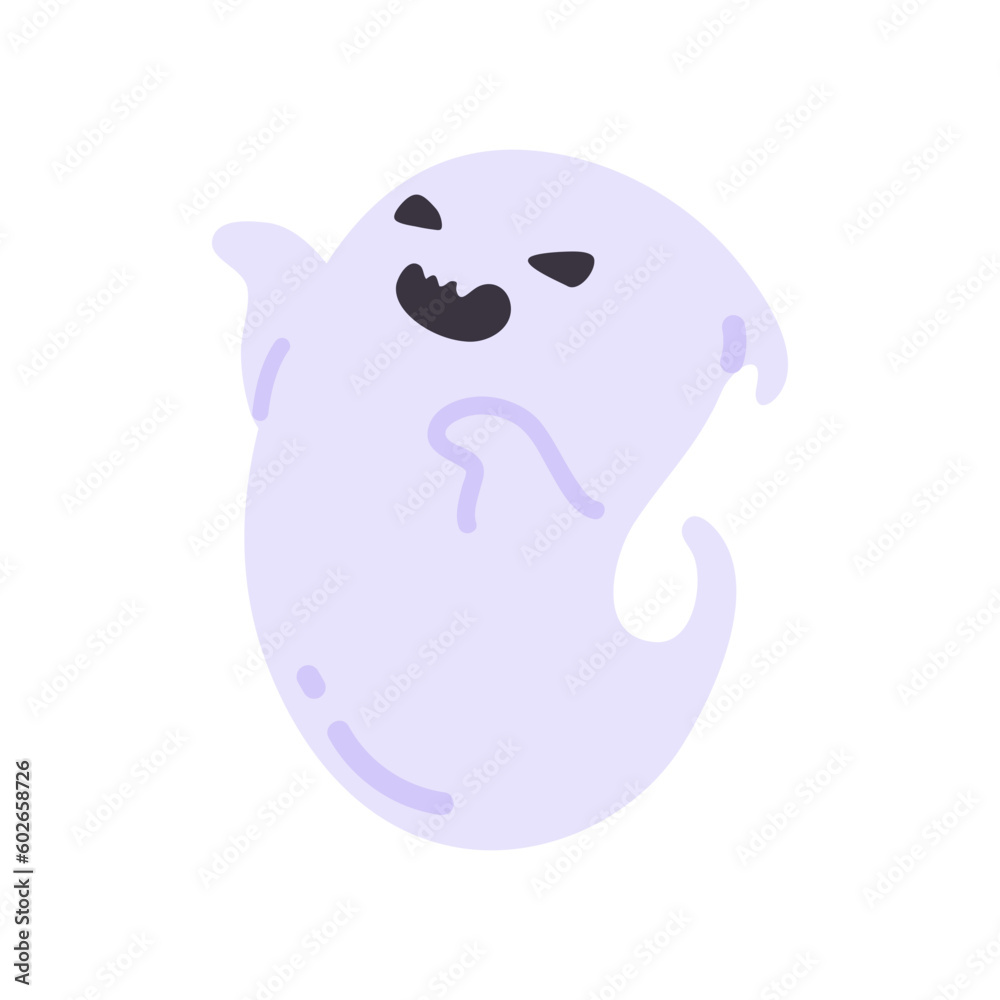 Cartoon ghost in white robe floating Haunt and scare people on Halloween night. Cartoon ghost in white robe floating Haunt and scare people on Halloween night.