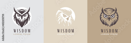 Owl Logo Set. Premium Vector Design Illustration. © Deniss