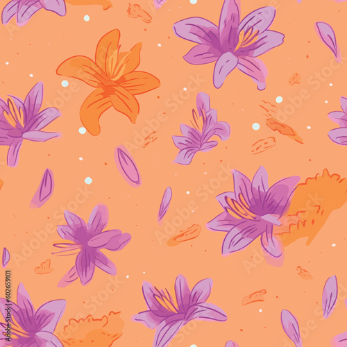 Seamless Colorful Lily Pattern.

Seamless pattern of lilys in colorful style. Add color to your digital project with our pattern!