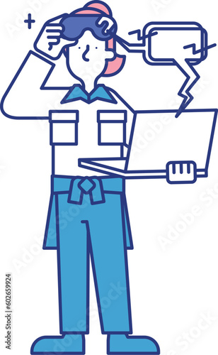 AR技術者の職業に就く女性のイラスト