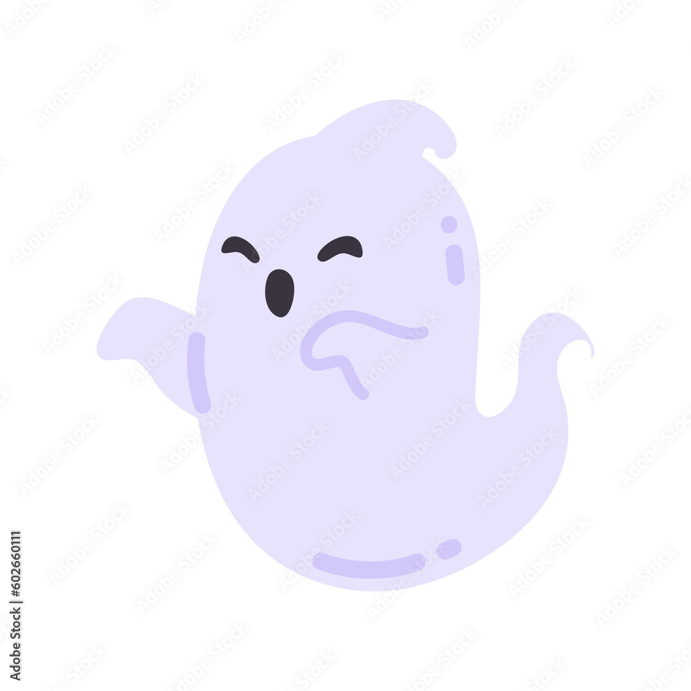 Cartoon ghost in white robe floating Haunt and scare people on Halloween night. Cartoon ghost in white robe floating Haunt and scare people on Halloween night.