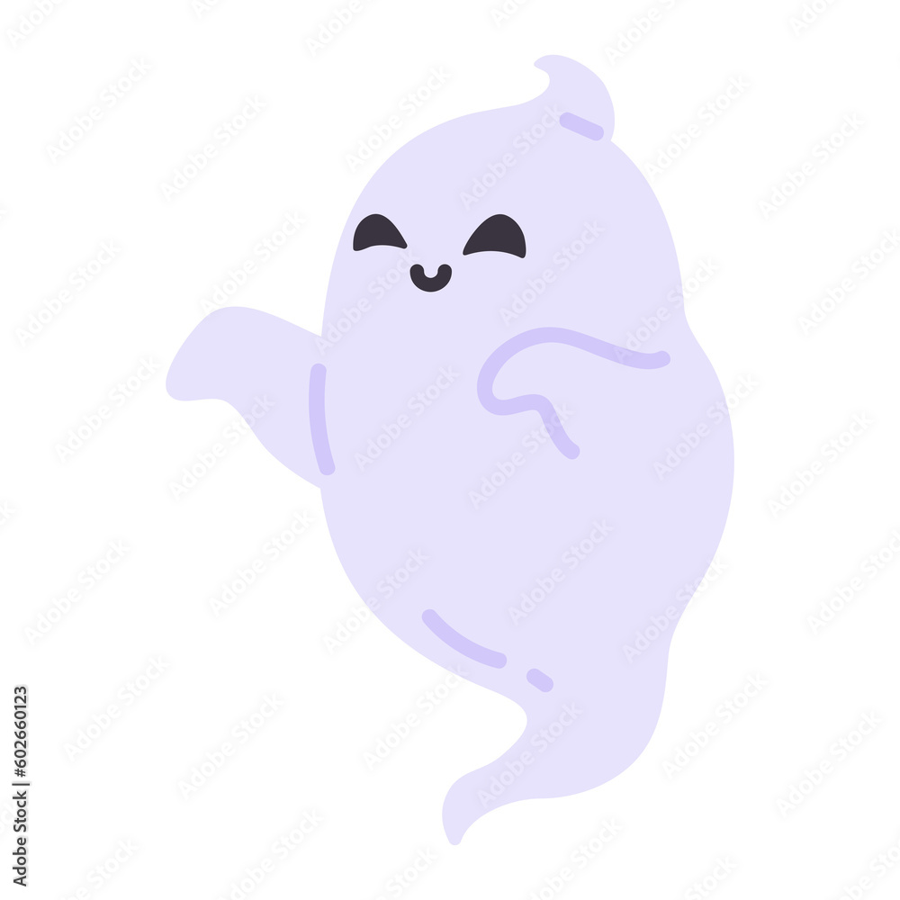 Cartoon ghost in white robe floating Haunt and scare people on Halloween night. Cartoon ghost in white robe floating Haunt and scare people on Halloween night.