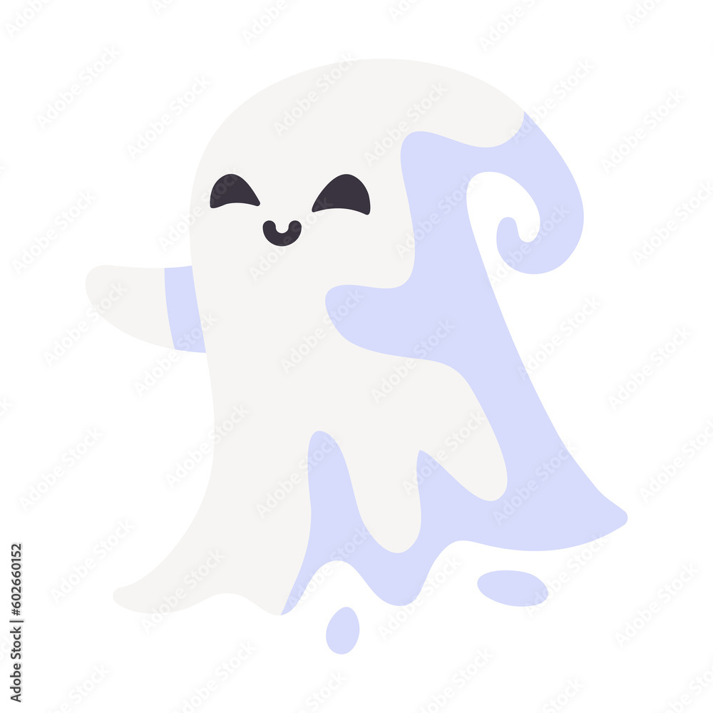 Cartoon ghost in white robe floating Haunt and scare people on Halloween night. Cartoon ghost in white robe floating Haunt and scare people on Halloween night.