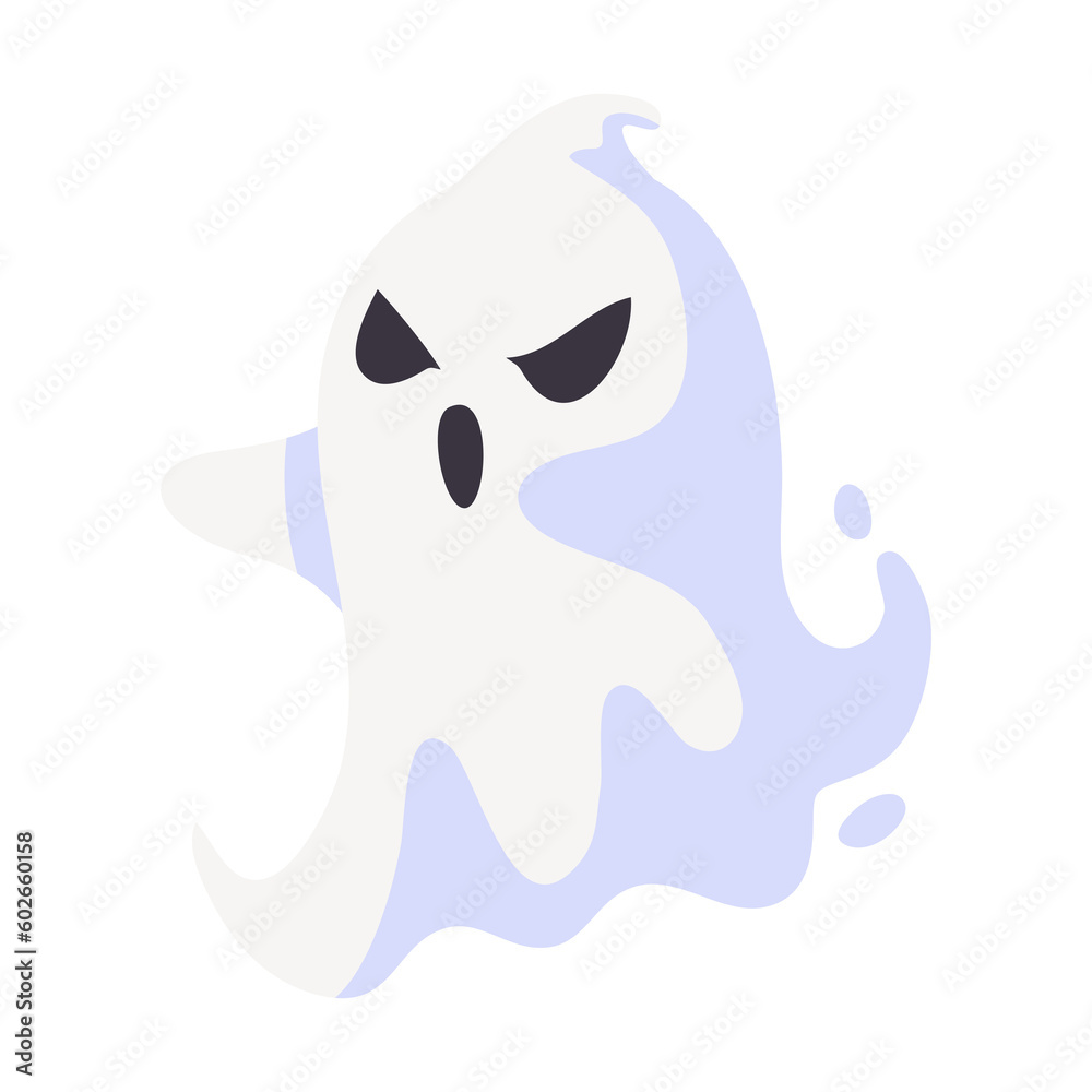 Cartoon ghost in white robe floating Haunt and scare people on Halloween night. Cartoon ghost in white robe floating Haunt and scare people on Halloween night.
