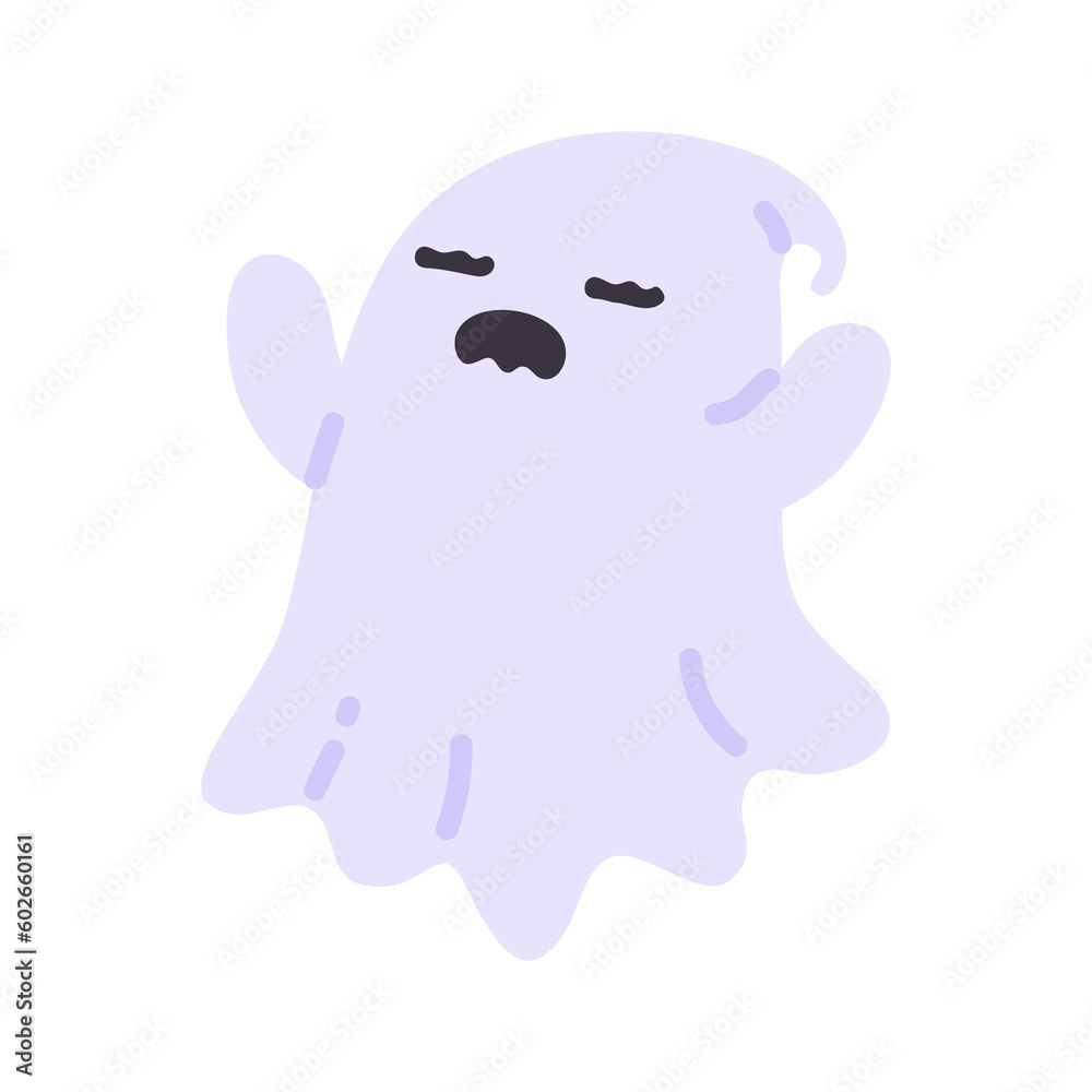 Cartoon ghost in white robe floating Haunt and scare people on Halloween night. Cartoon ghost in white robe floating Haunt and scare people on Halloween night.