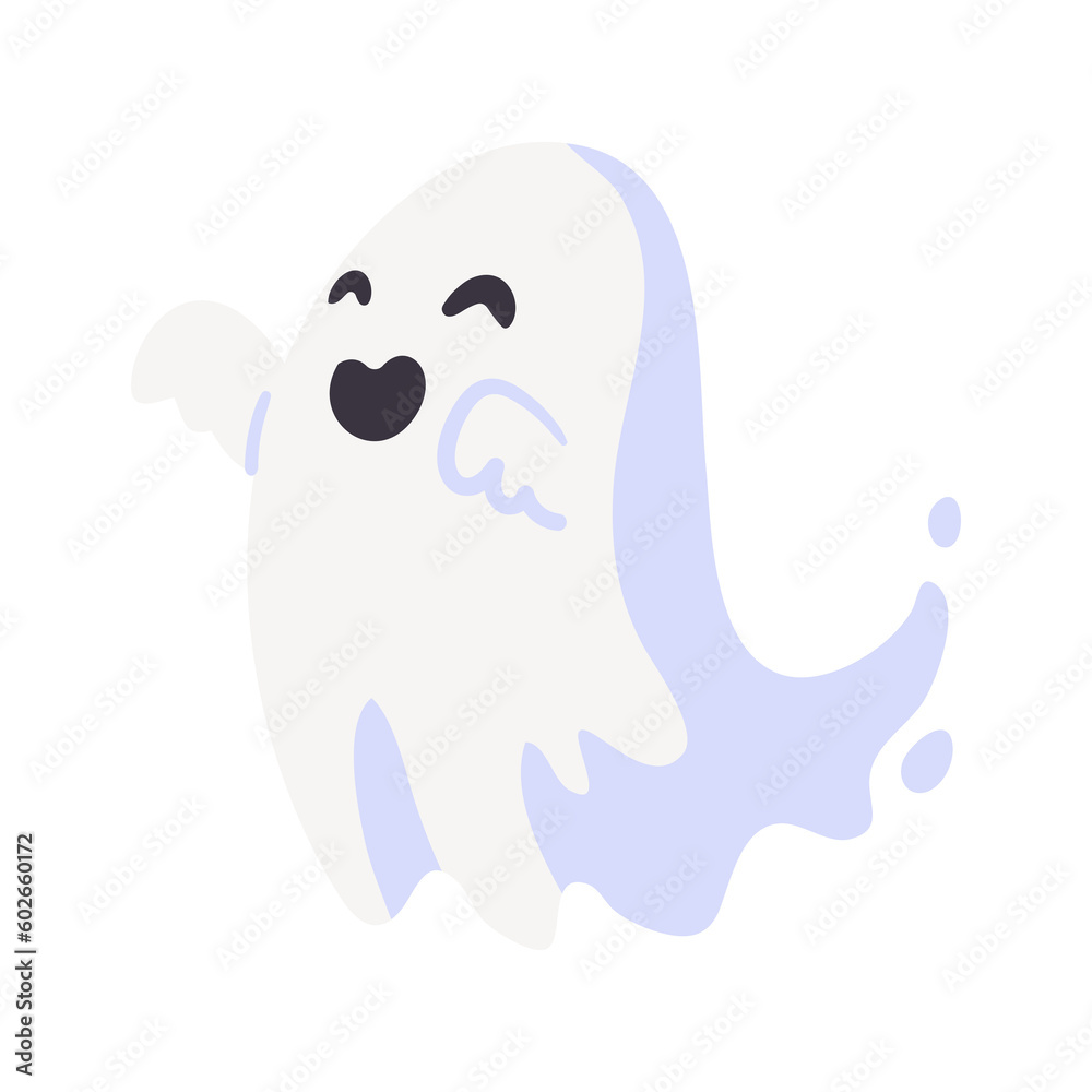 Cartoon ghost in white robe floating Haunt and scare people on Halloween night. Cartoon ghost in white robe floating Haunt and scare people on Halloween night.