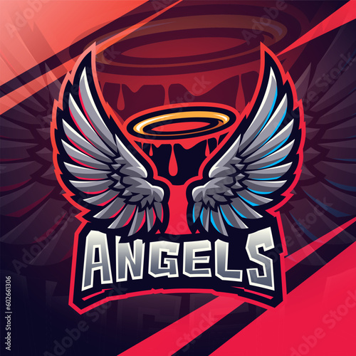 Angel wings esport mascot logo design