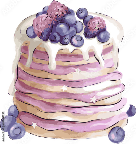 Pancakes with cream blueberries