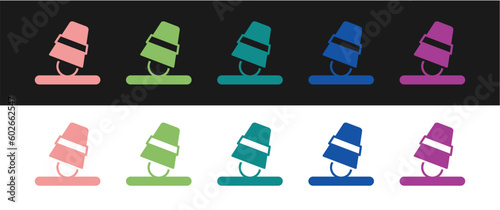 Set Game thimbles icon isolated on black and white background. Ball and glass. Chance and fortune concept. Vector