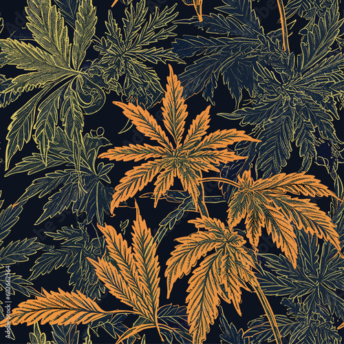 Seamless Colorful Marijuana Pattern.

Seamless pattern of marijuanas in colorful style. Add color to your digital project with our pattern!