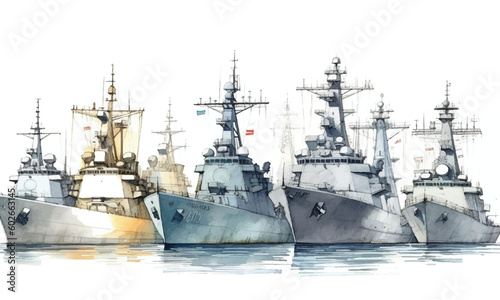 Cruisers These are fast maneuverable warships watercolor painting Abstract background. Generative AI