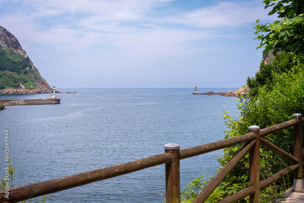 Obraz premium Pasaia estuary in the entry of the fishermen village of Pasaia Donibane, Jaizkibel Mountain range, Gipuzkoa, Basque Country, Spain