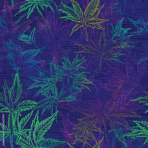 Seamless Colorful Marijuana Pattern.

Seamless pattern of marijuanas in colorful style. Add color to your digital project with our pattern!