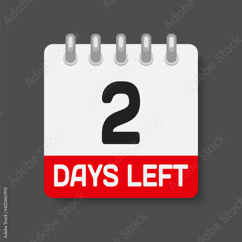 Countdown daily page calendar icon - 2 days left