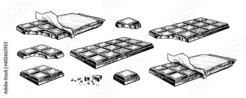 Vector sketch illustration of Chocolate. Vintage style drawing.