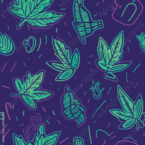 Seamless Colorful Marijuana Pattern.

Seamless pattern of marijuanas in colorful style. Add color to your digital project with our pattern!