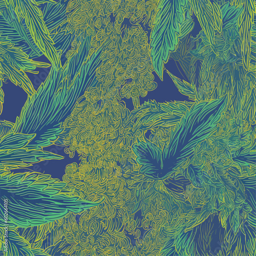 Seamless Colorful Marijuana Pattern.

Seamless pattern of marijuanas in colorful style. Add color to your digital project with our pattern!