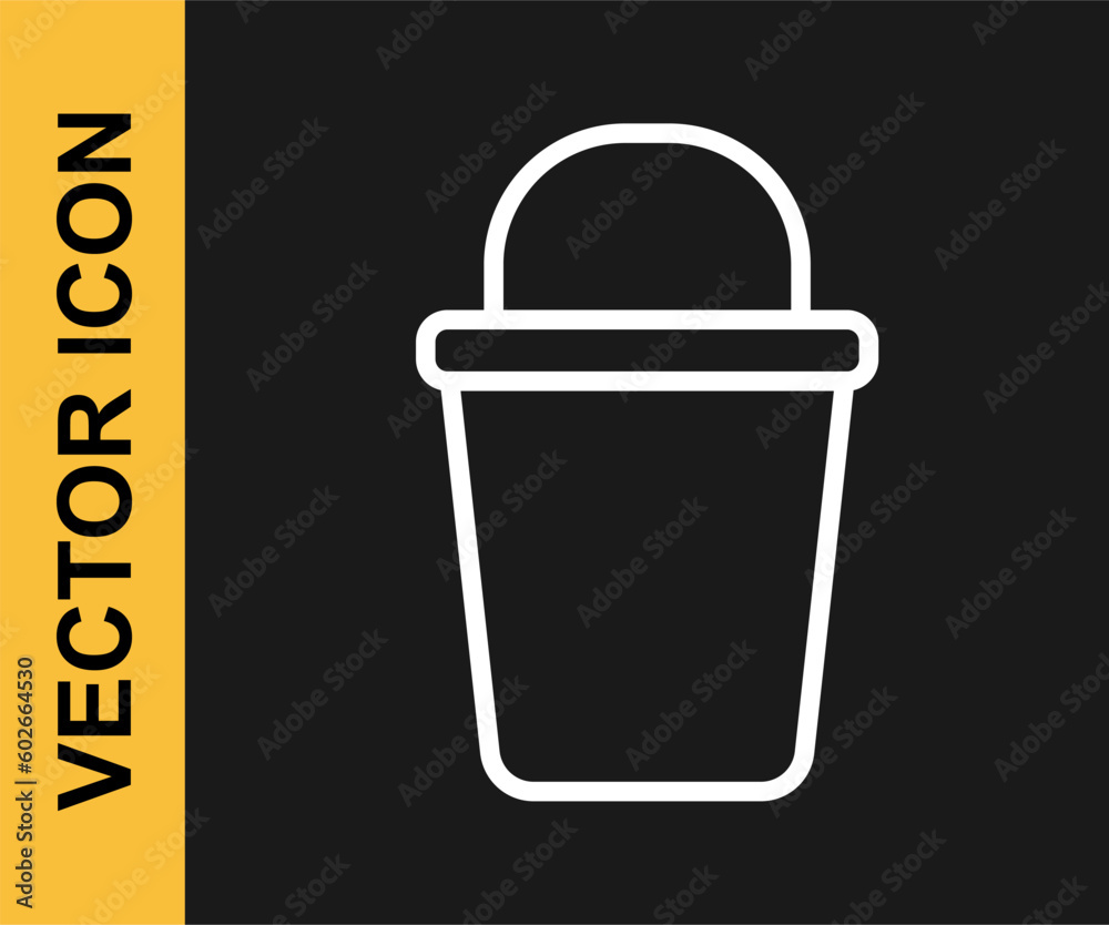 White line Bucket icon isolated on black background. Cleaning service concept. Vector White line Bucket icon isolated on black background. Cleaning service concept. Vector