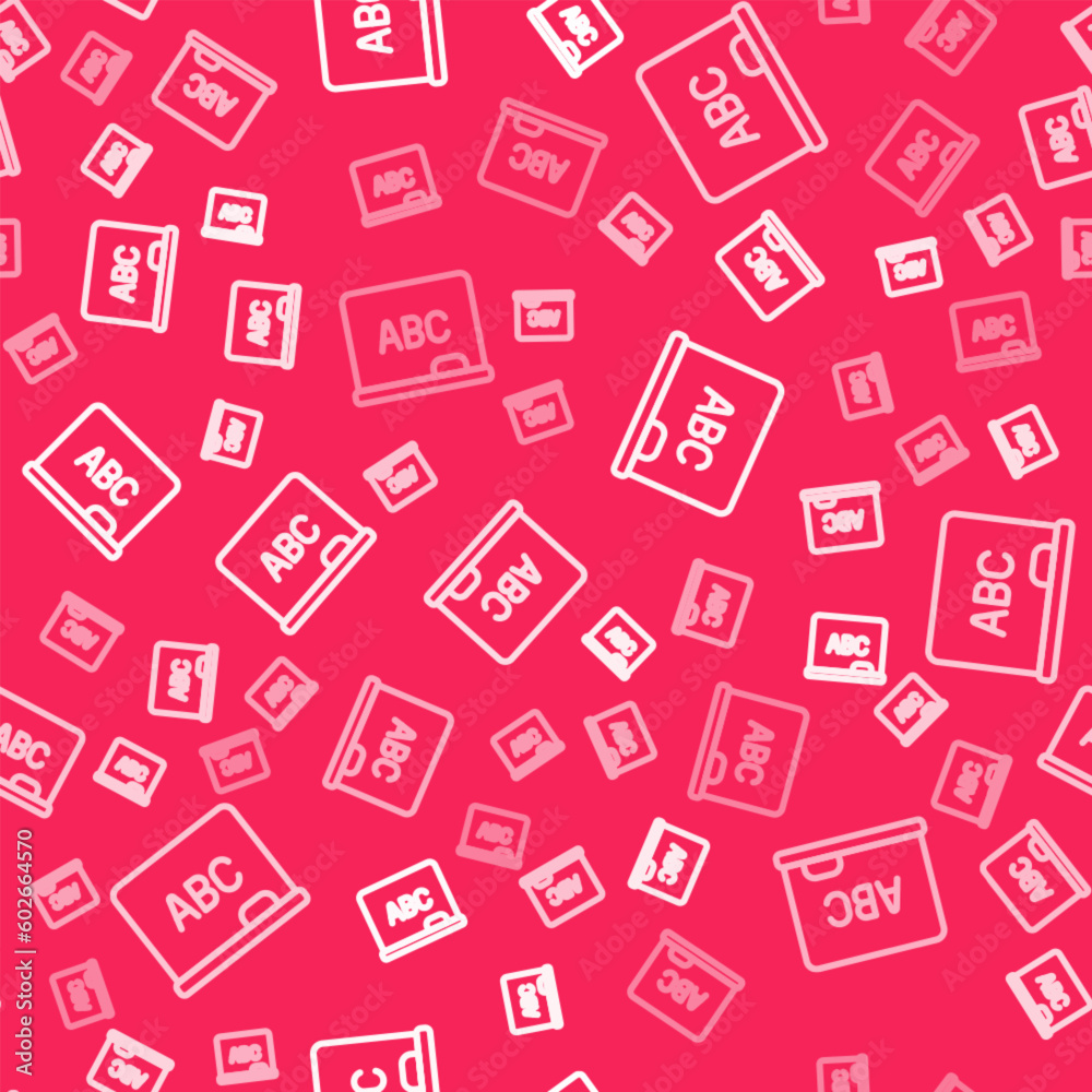 White line Chalkboard icon isolated seamless pattern on red background. School Blackboard sign. Vector White line Chalkboard icon isolated seamless pattern on red background. School Blackboard sign. Vector