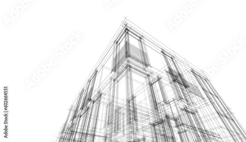 Modern architecture building 3d rendering