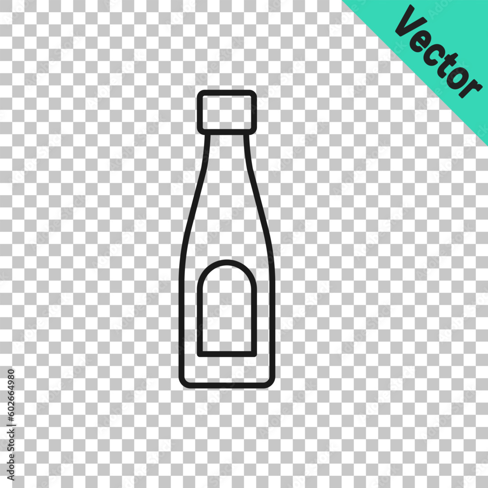 Black line Bottle of water icon isolated on transparent background. Soda aqua drink sign. Vector Black line Bottle of water icon isolated on transparent background. Soda aqua drink sign. Vector