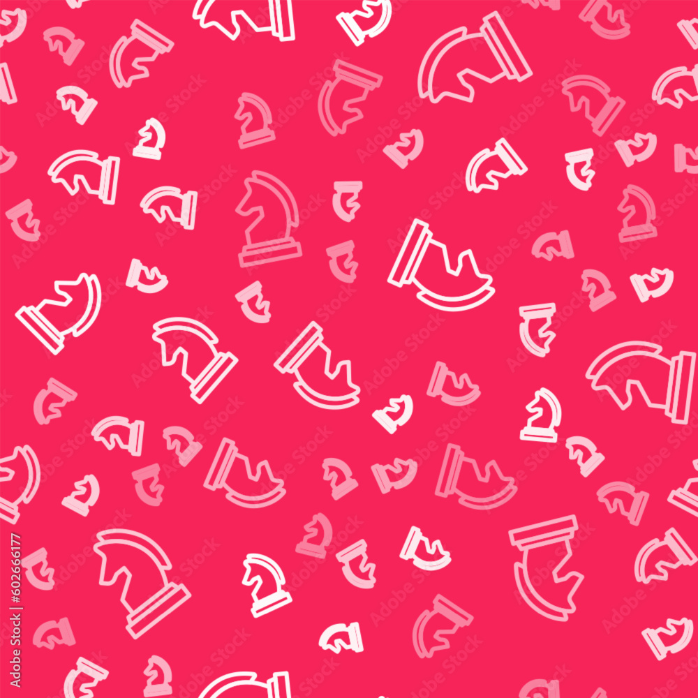 White line Chess icon isolated seamless pattern on red background. Business strategy. Game, management, finance. Vector