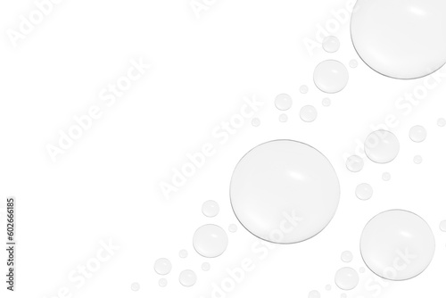 Drops of transparent gel or water in different sizes. PNG photo