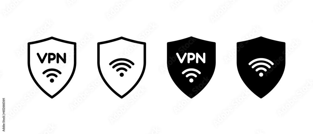 VPN vector icon set. Shield, Safe internet network connection. Virtual Private Network symbol VPN vector icon set. Shield, Safe internet network connection. Virtual Private Network symbol