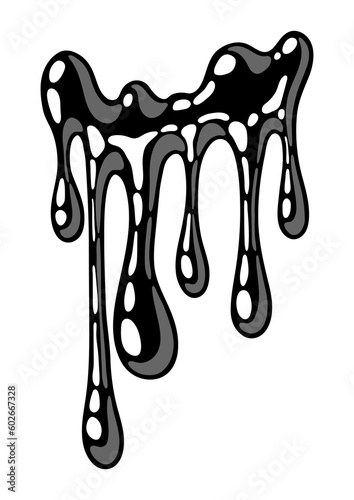 Dripping flowing slime. Toxic mucus smudges drips. Leaking paint streak.