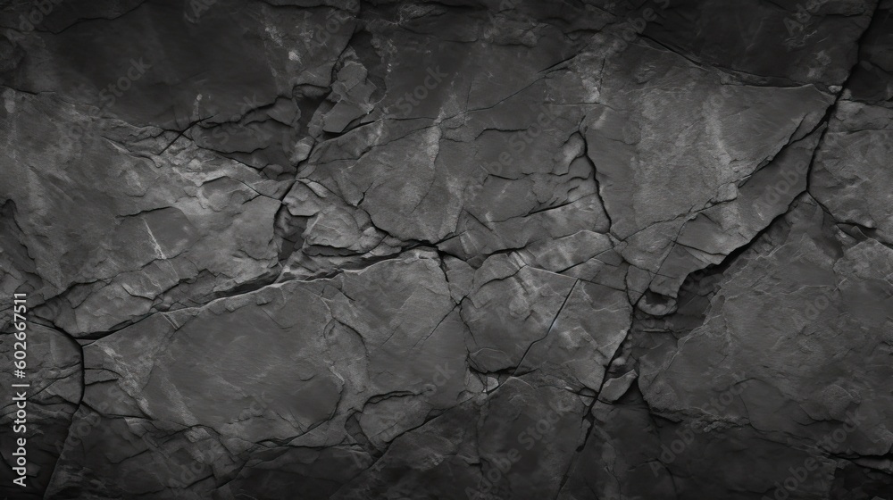 Naklejka premium Black white stone texture. Rock surface. Close-up. Like a old rough concrete wall. Dark gray grunge background with space for design. Template. Backdrop