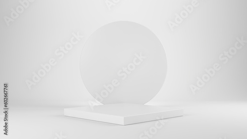 White Pedestal on White background, Blank Pedestal minimal concept template © Sashkin
