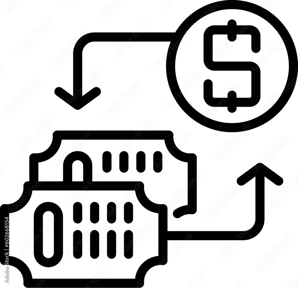 Ticket money barter icon outline vector. Evolution system. Digital data