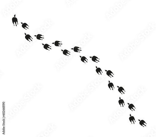 Hand drawn dragon paw prints frame. Dinosaur footprint silhouette vector illustration