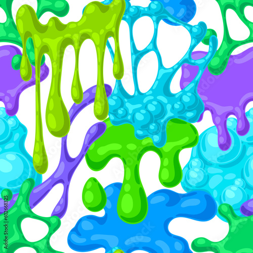 Blots and drips slime pattern. Toxic mucus smudges streaks and blotch.