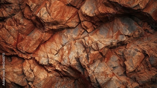 Dark red orange brown rock texture with cracks. Close-up. Rough mountain surface. Stone granite background for design. Nature