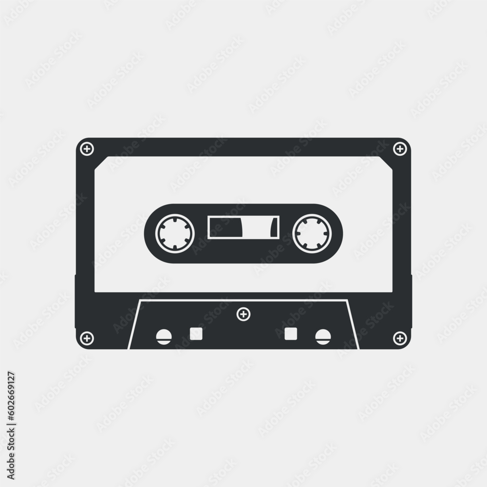 Retro compact audio cassette vector illustration isolated on white background.