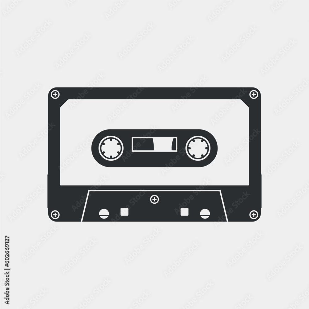Retro compact audio cassette vector illustration isolated on white background. Retro compact audio cassette vector illustration isolated on white background.