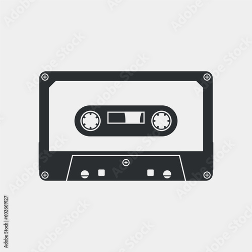 Retro compact audio cassette vector illustration isolated on white background.
