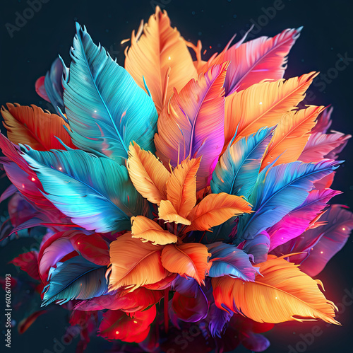 bouquet of colorful feathers