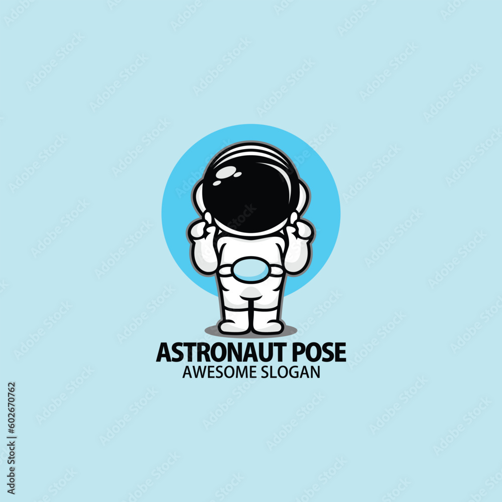 astronaut pose logo cute design mascot